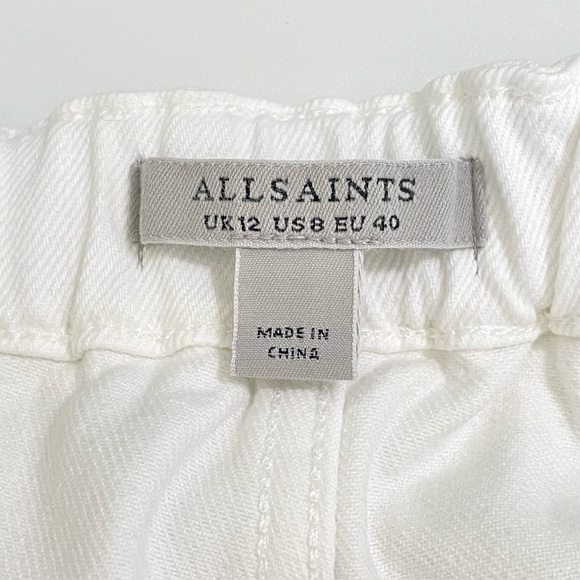 AllSaints Florence Cargo Jogger Pants Organic Twill Cotton Chalk White 8 - Picture 15 of 16